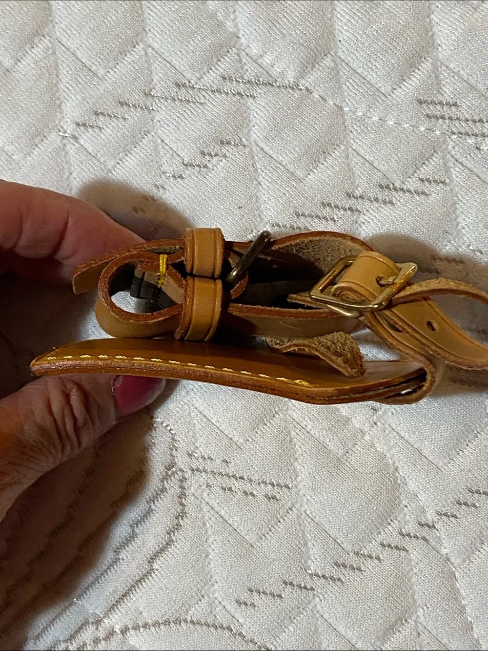 Louis Vuitton Tan Leather Luggage Tag with Strap